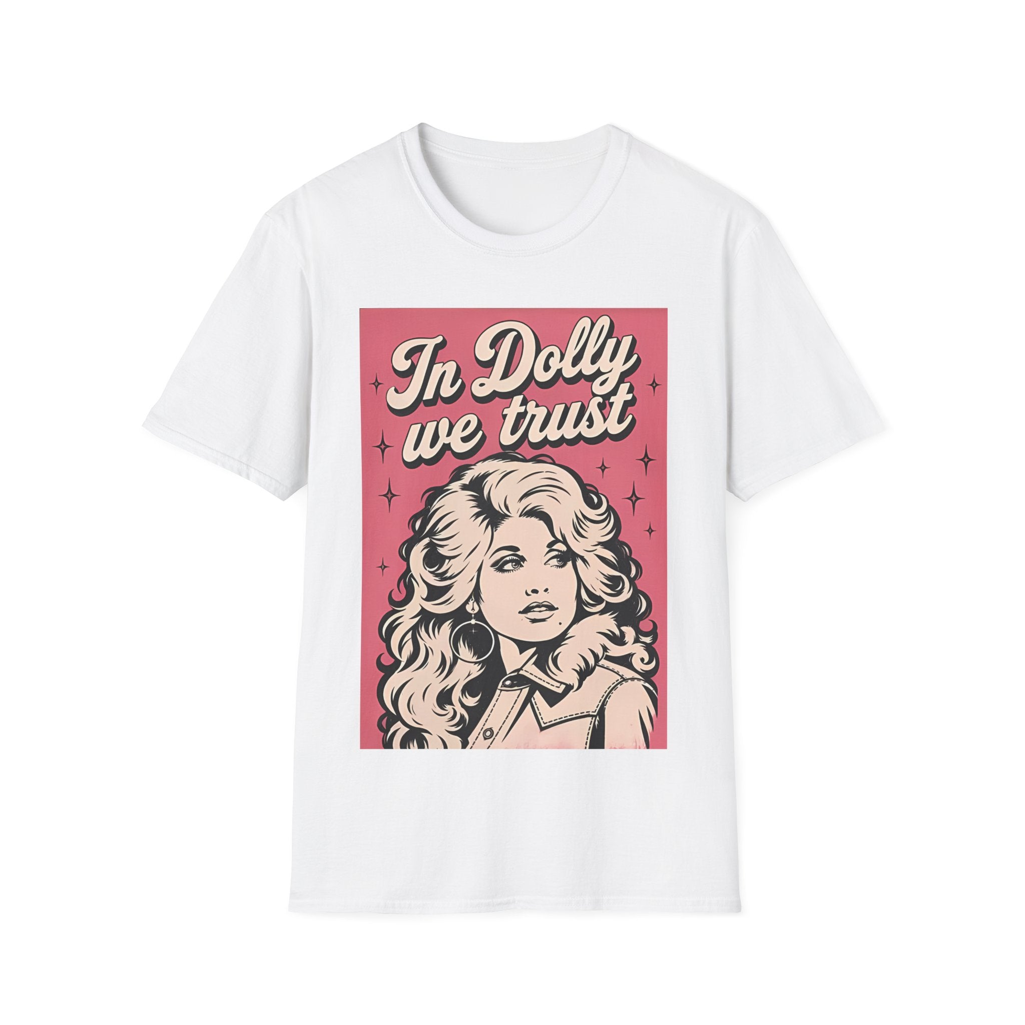 Dolly Tribute T‑Shirt — "In Dolly We Trust" Retro Pop Art Tee