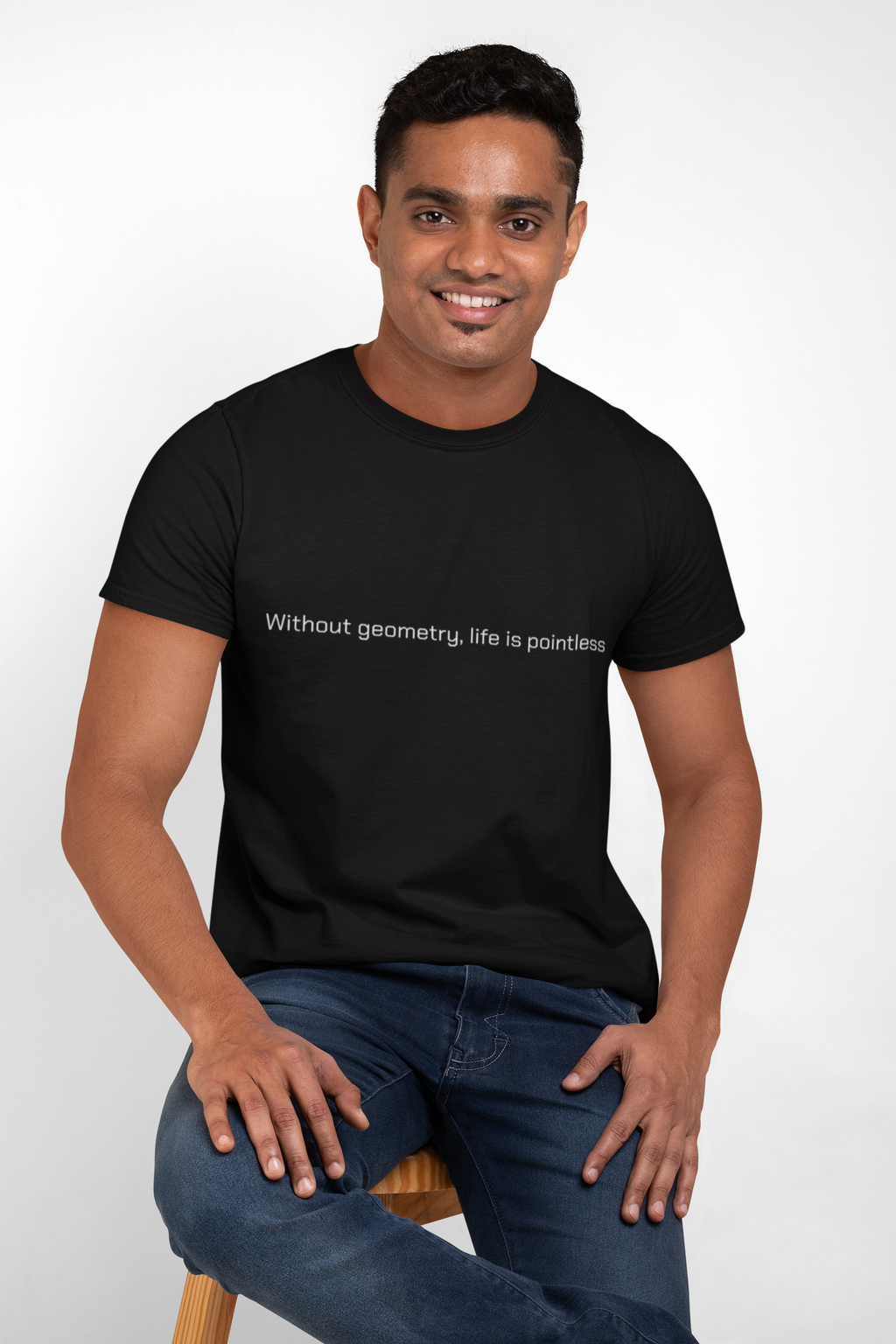 T-Shirt — "Without Geometry, Life Is Pointless" Minimalist Math Tee