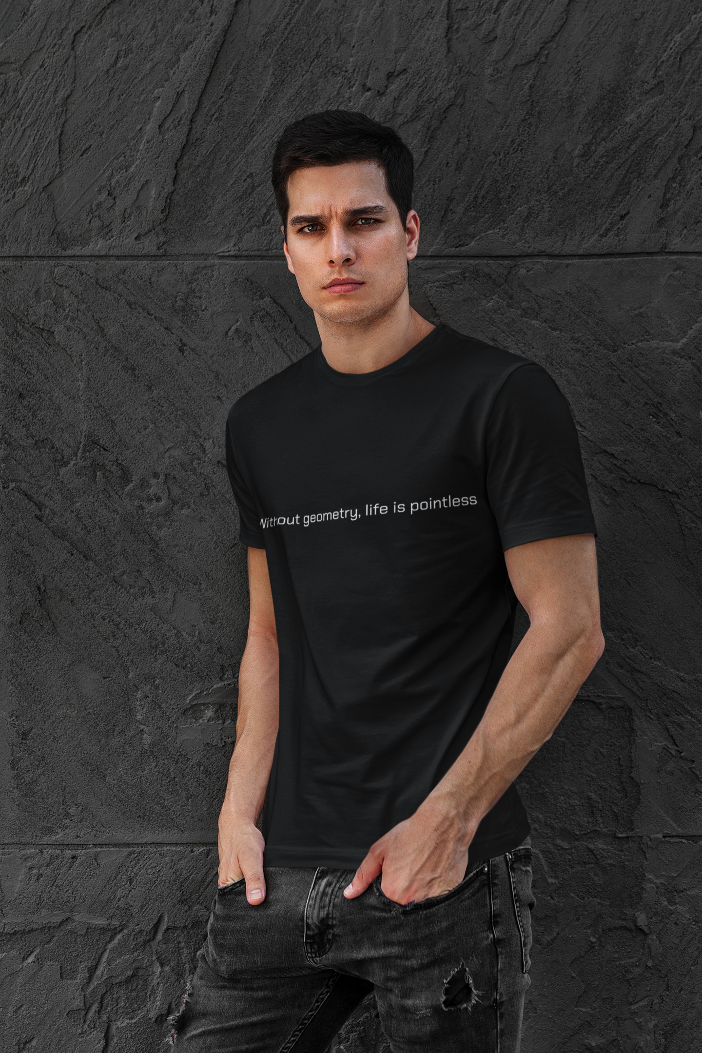 T-Shirt — "Without Geometry, Life Is Pointless" Minimalist Math Tee