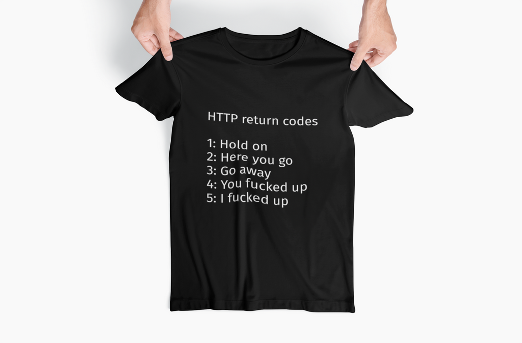HTTP Return Codes T-Shirt — Funny Programmer Tee ("1: Hold on, 2: Here you go, 3: Go away")