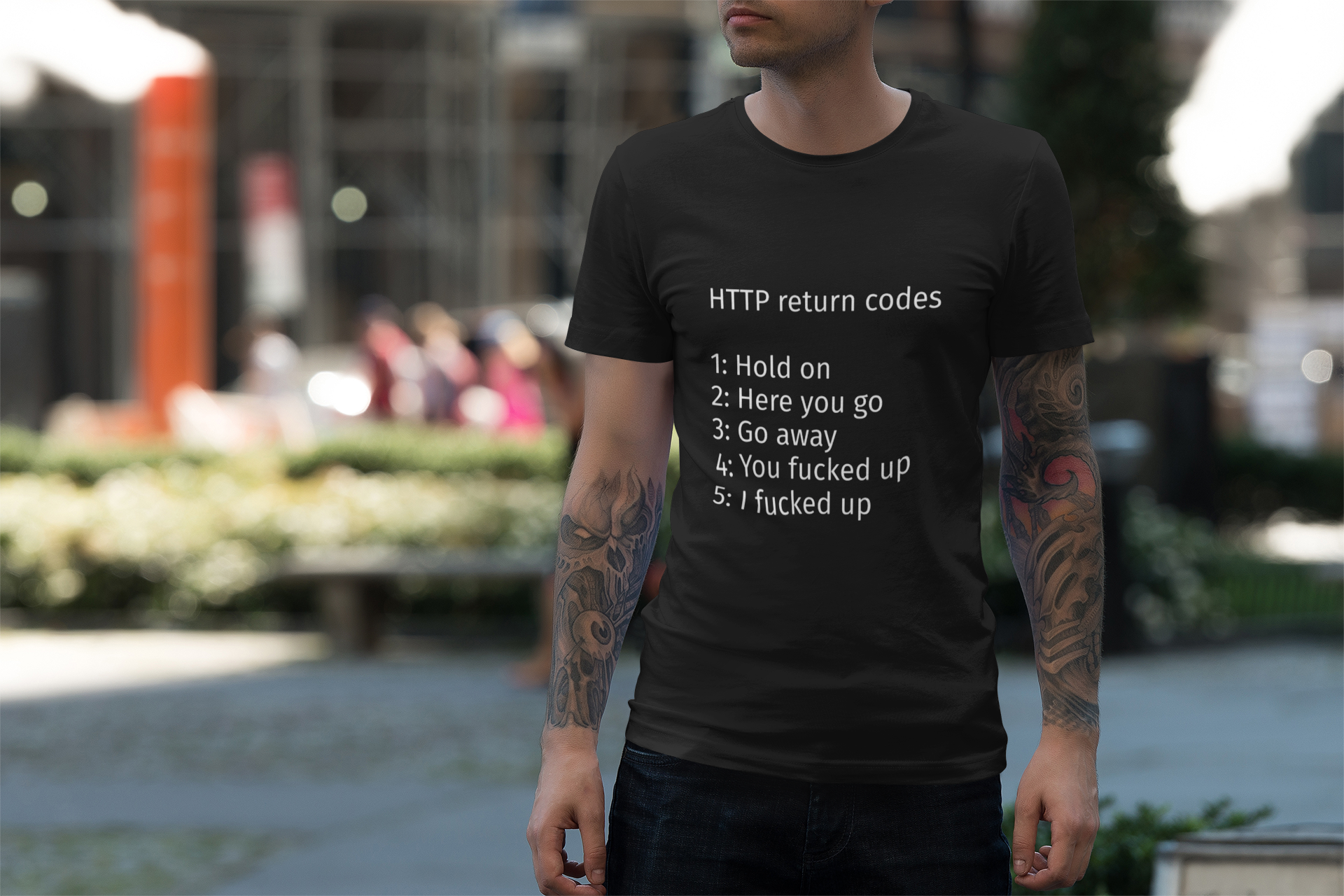 HTTP Return Codes T-Shirt — Funny Programmer Tee ("1: Hold on, 2: Here you go, 3: Go away")