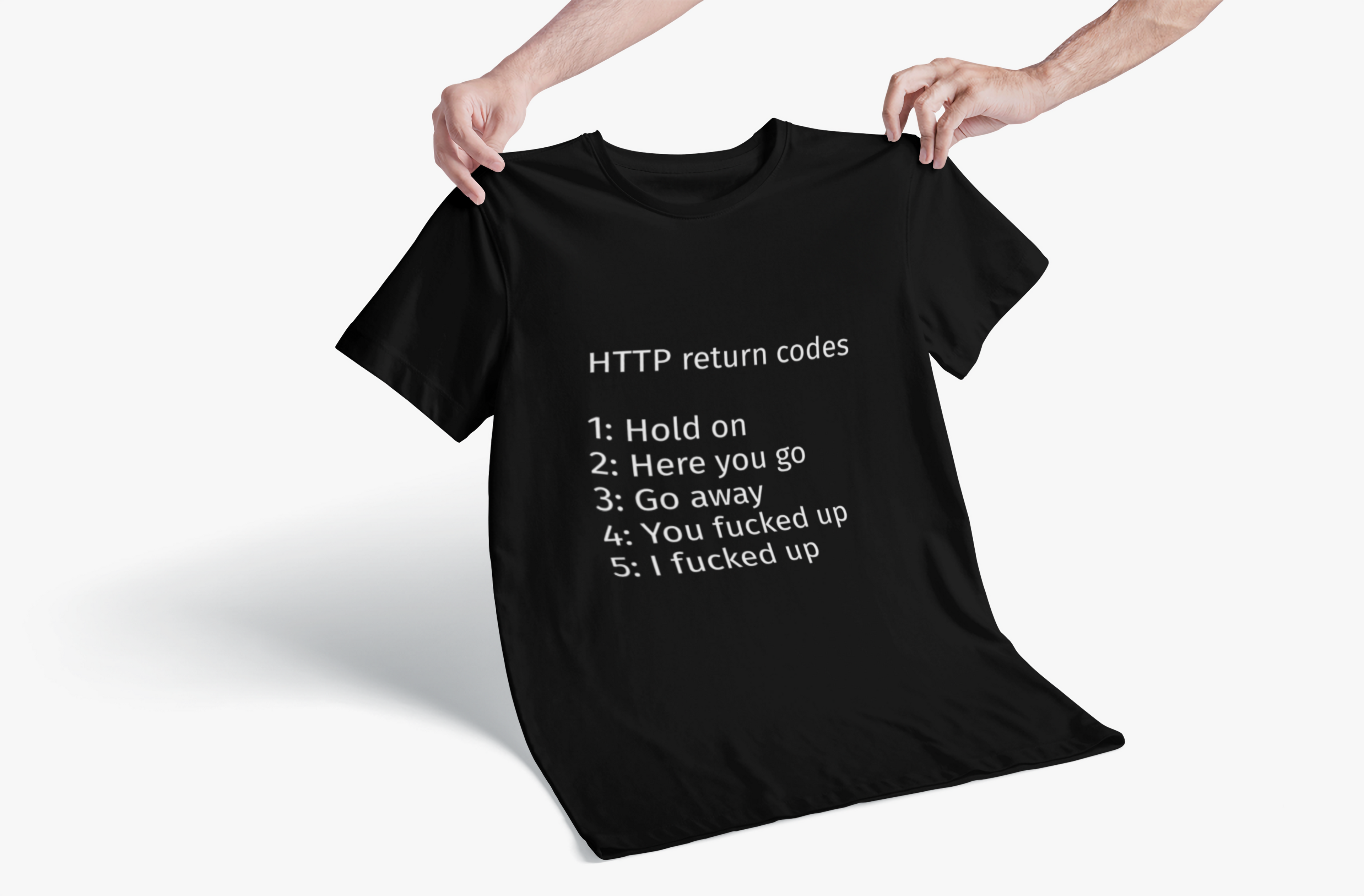 HTTP Return Codes T-Shirt — Funny Programmer Tee ("1: Hold on, 2: Here you go, 3: Go away")
