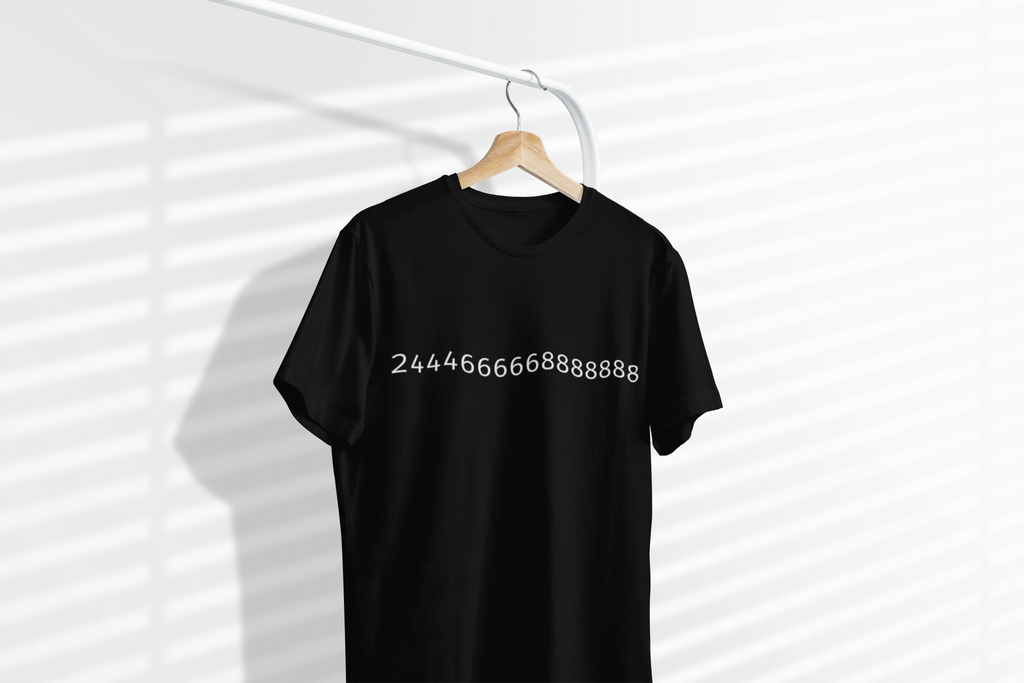 Minimalist Number Graphic T-Shirt — 2444666668888888 Design