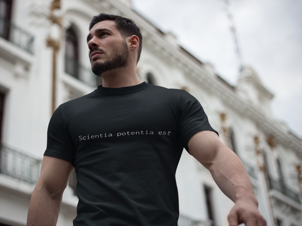 Latin Phrase Tee — "Scientia Potentia Est" Minimalist T‑Shirt