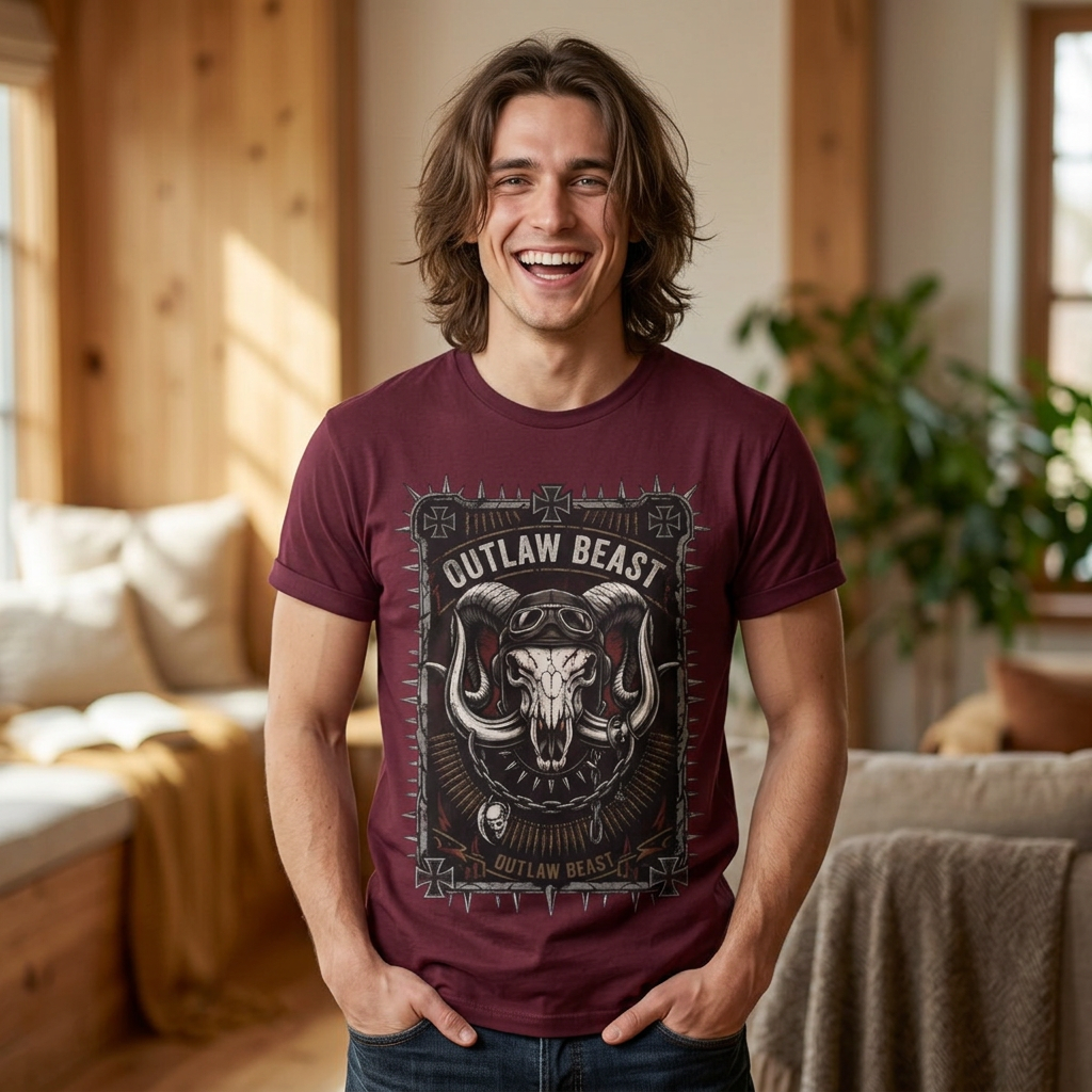 Outlaw Beast Skull T-Shirt — Biker Ranch Graphic Tee