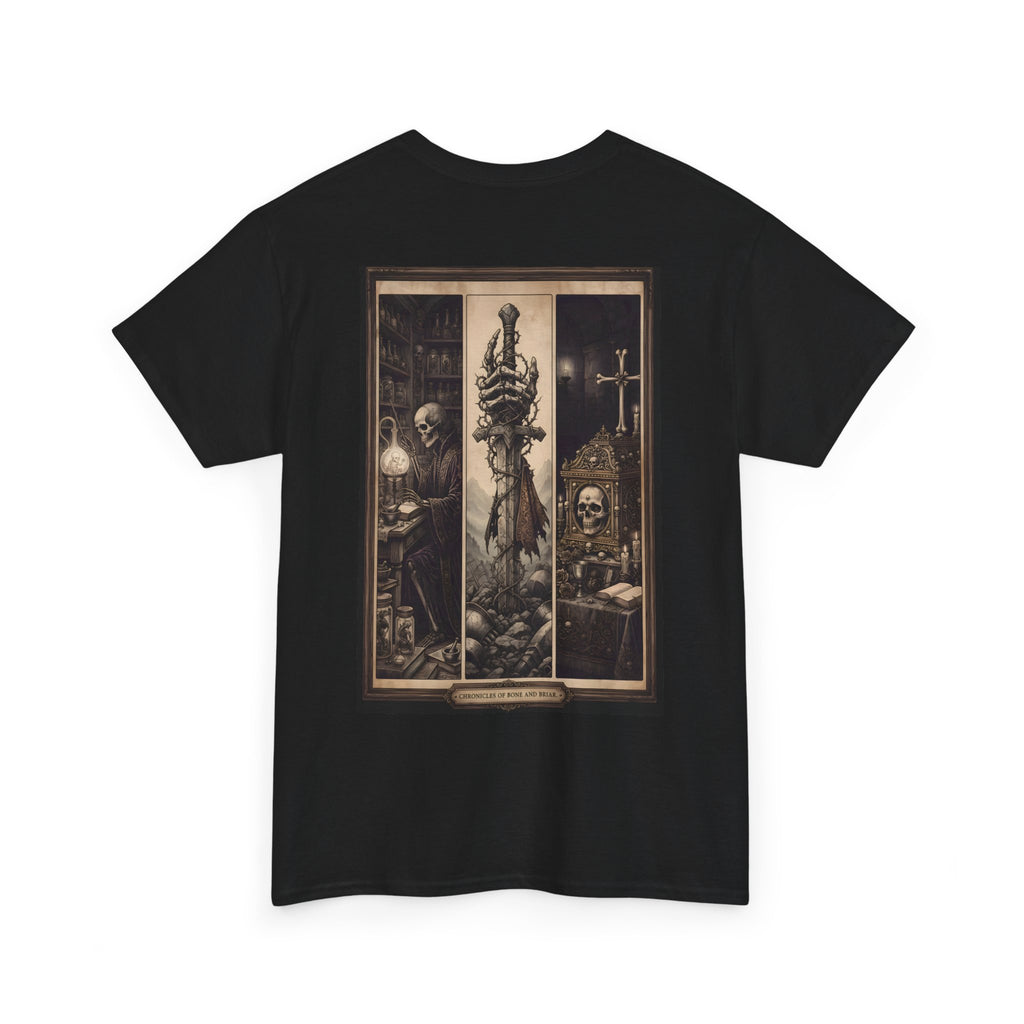 Gothic Triptych Tee — Dark Art Skeleton & Altar Graphic T-Shirt