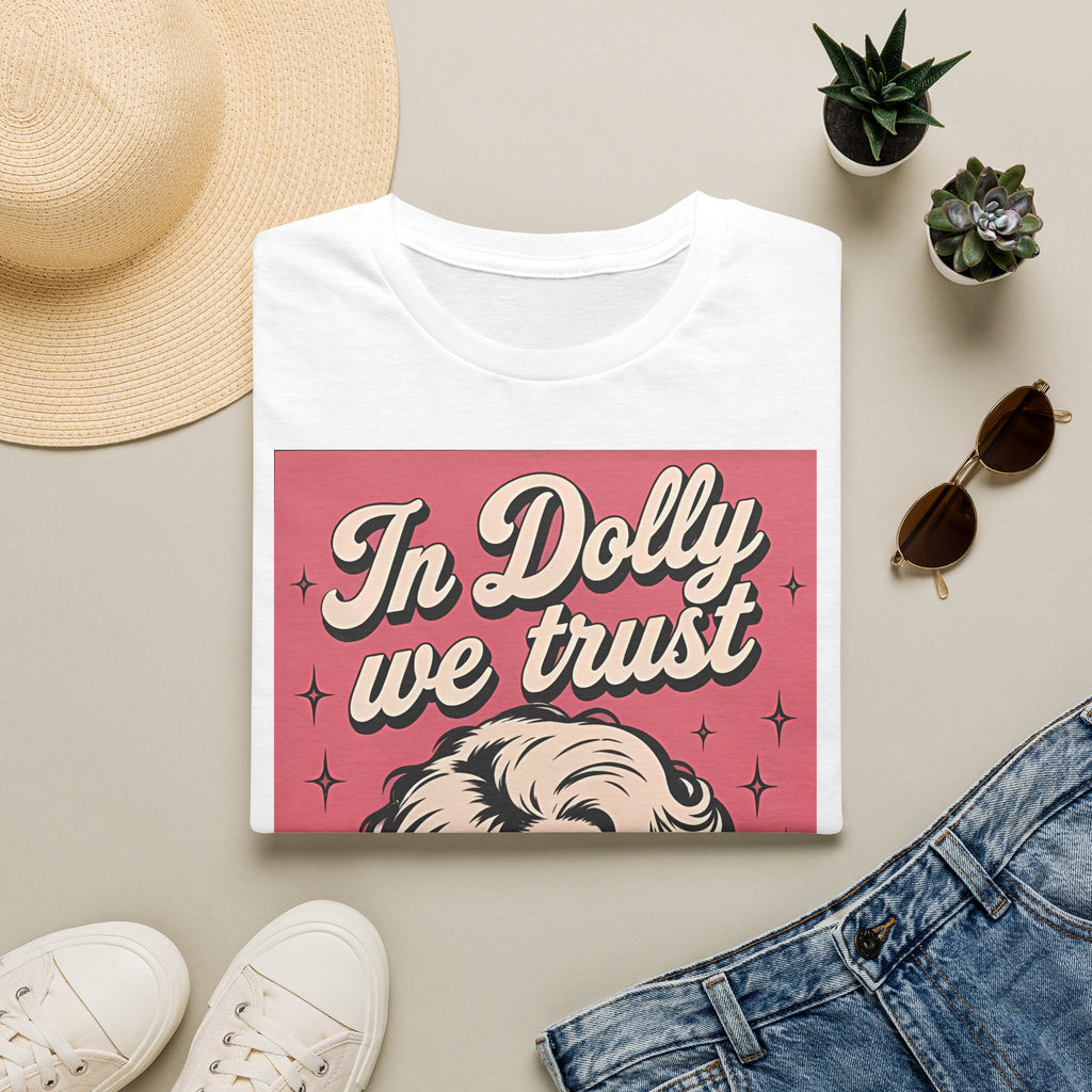 Dolly Tribute T‑Shirt — "In Dolly We Trust" Retro Pop Art Tee