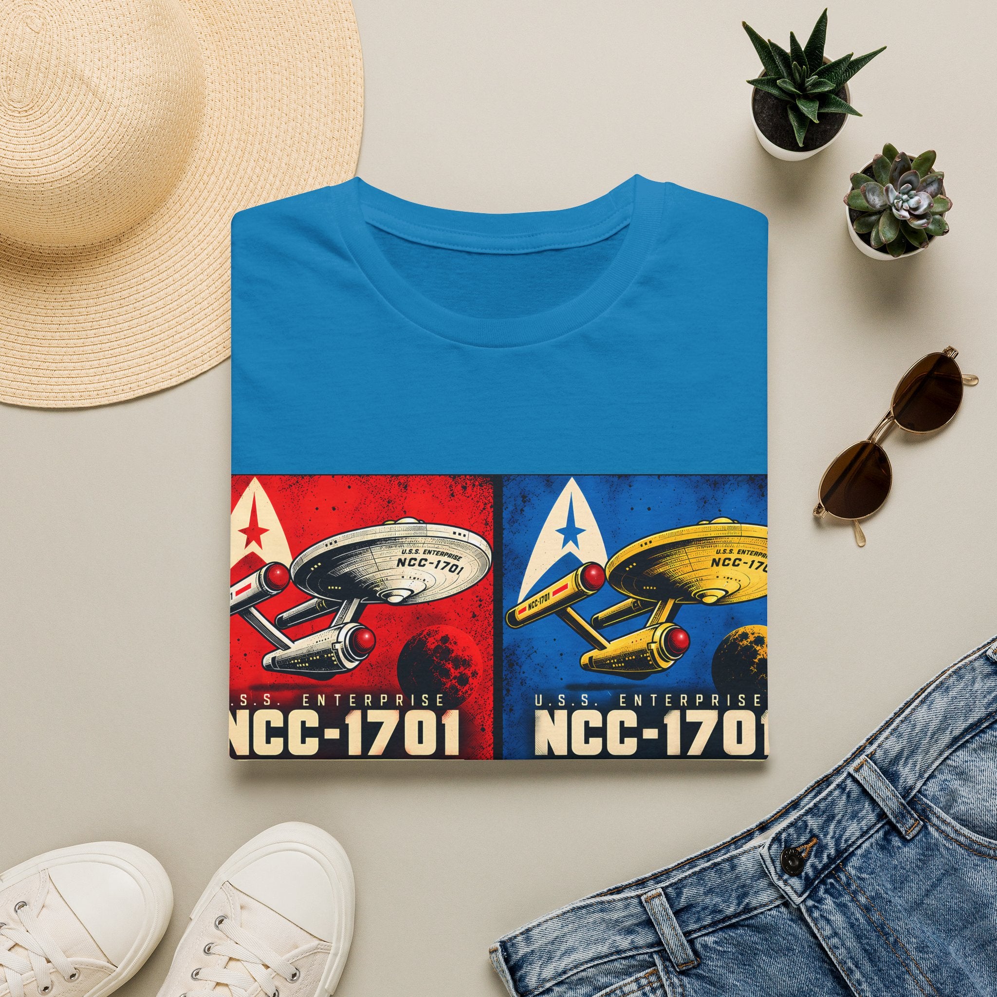 Retro Pop Art Starship NCC-1701 Crew Tee
