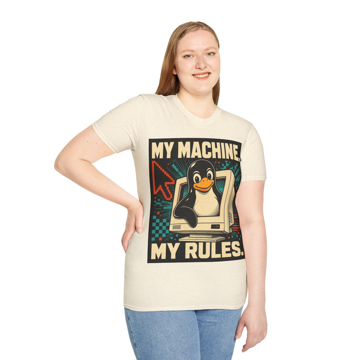Retro Tux Penguin Tee — "My Machine, My Rules" Vintage Computer T-Shirt