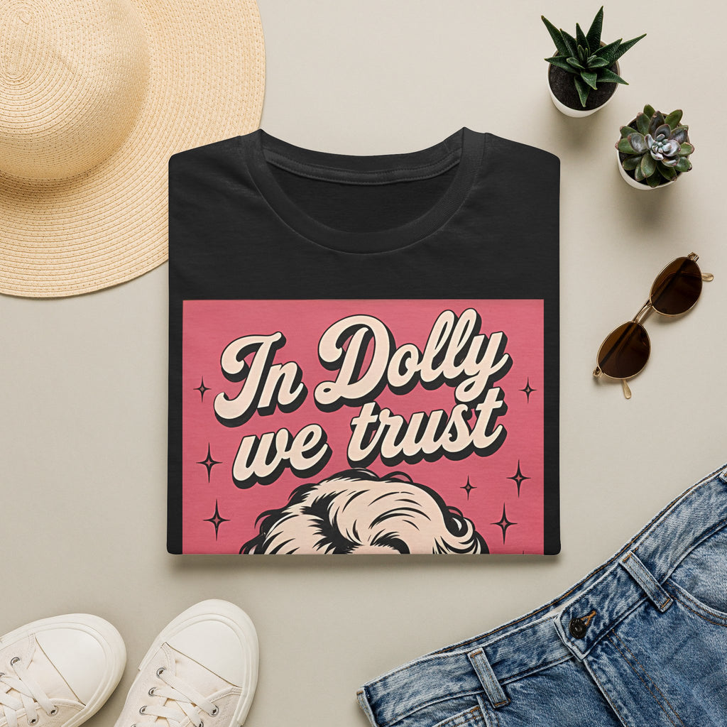 Dolly Tribute T‑Shirt — "In Dolly We Trust" Retro Pop Art Tee