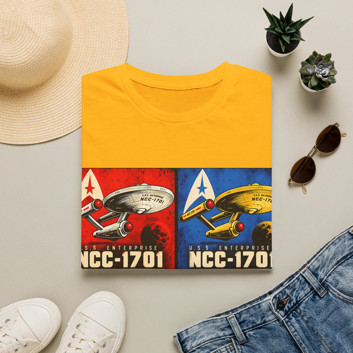 Retro Pop Art Starship NCC-1701 Crew Tee