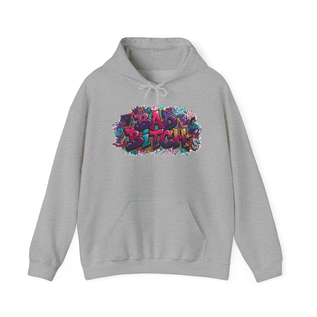 Graphic Hoodie — 'Bad Bitch' Colorful Graffiti Streetwear Pullover