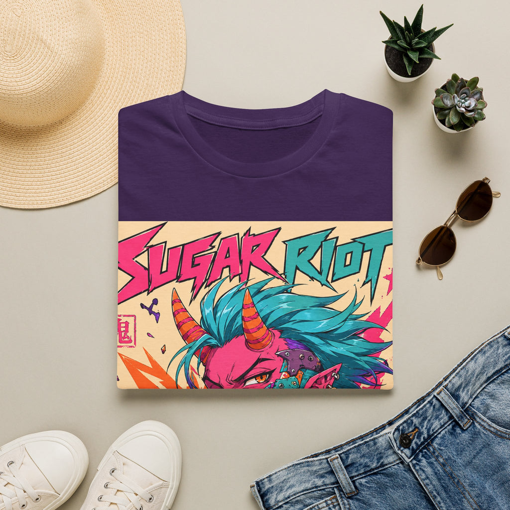 Sugar Riot T‑Shirt — Colorful Punk Unicorn Candy Skull Graphic Tee
