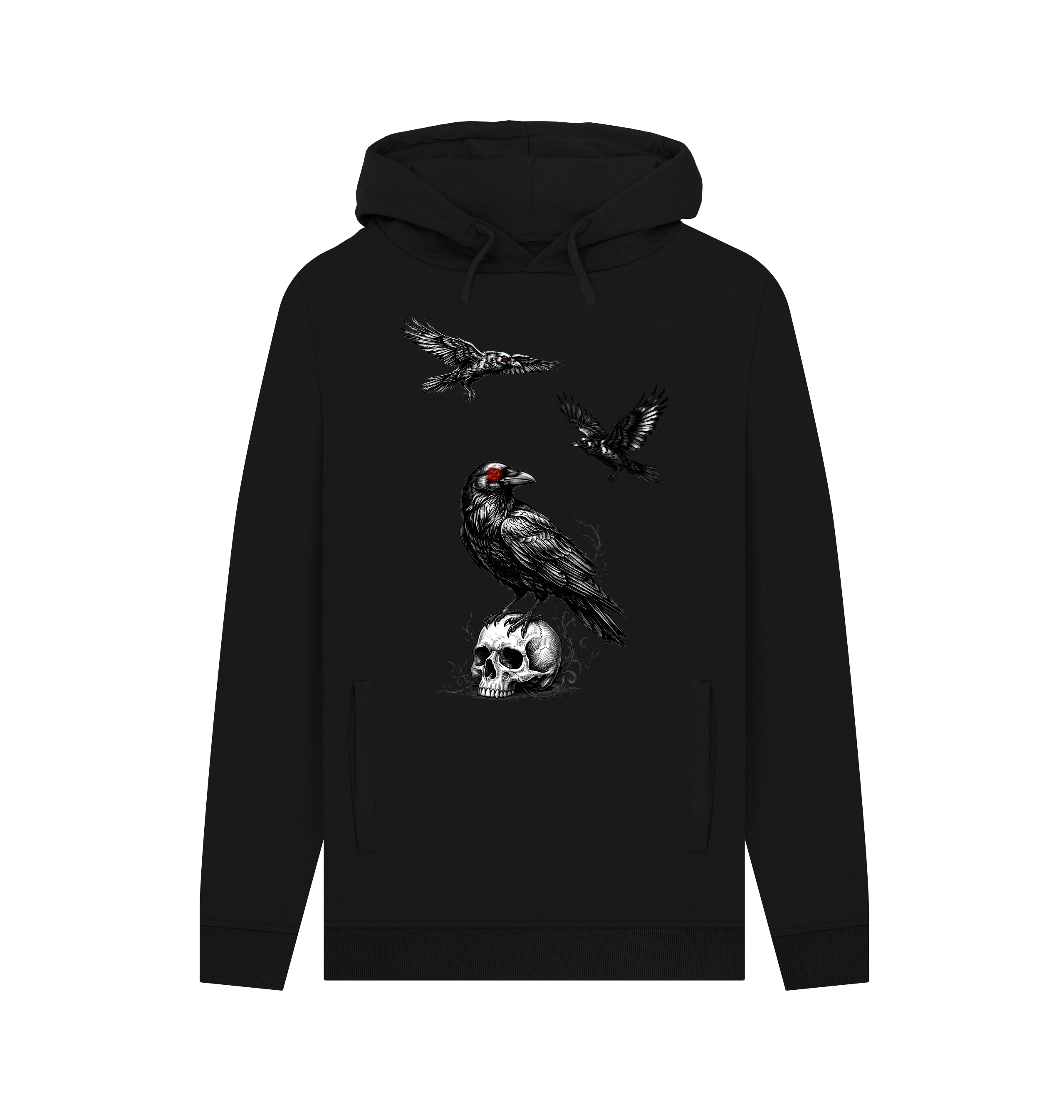 Black Printed Hoody Front