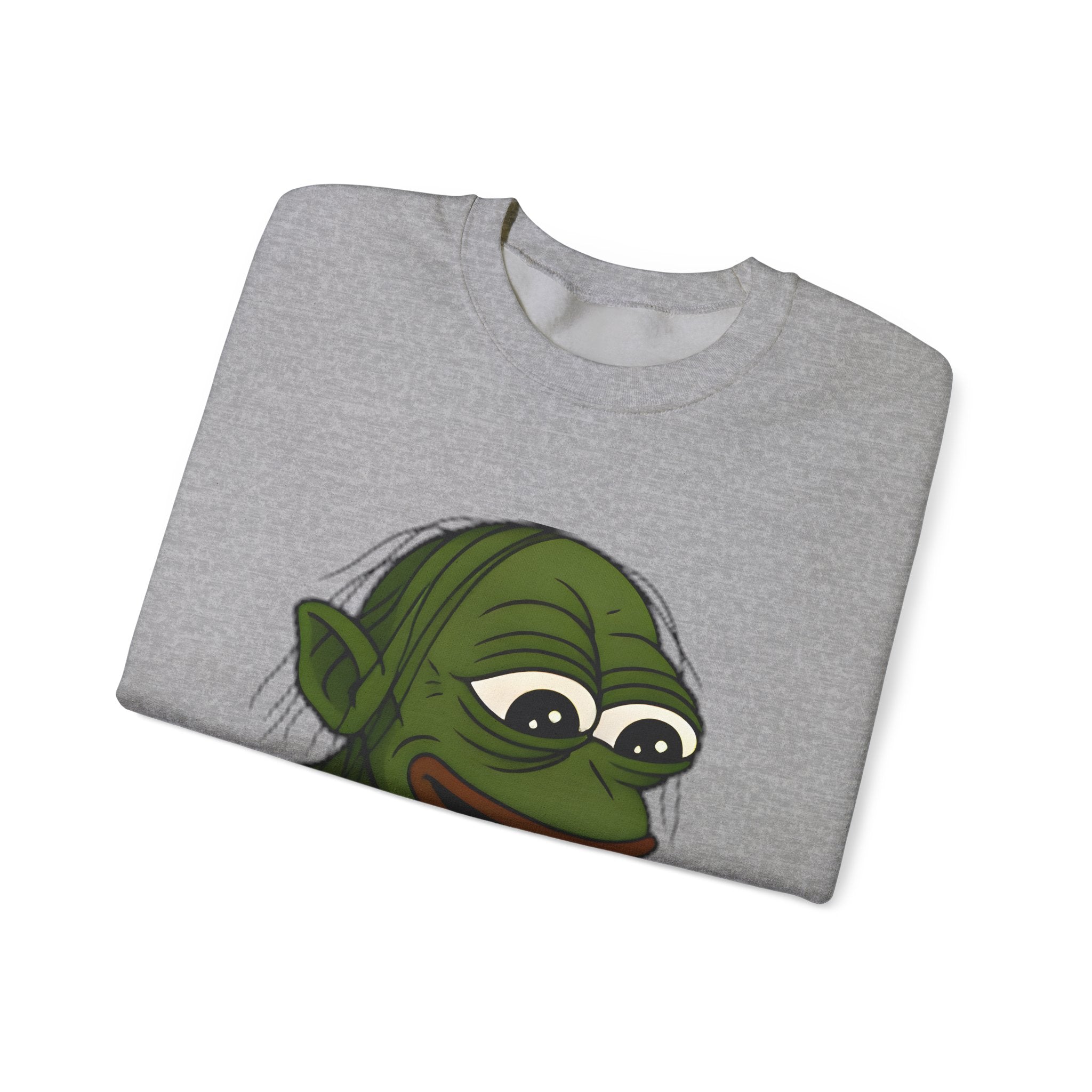 Crewneck Sweatshirt — Cartoon Goblin Holding Ring Graphic