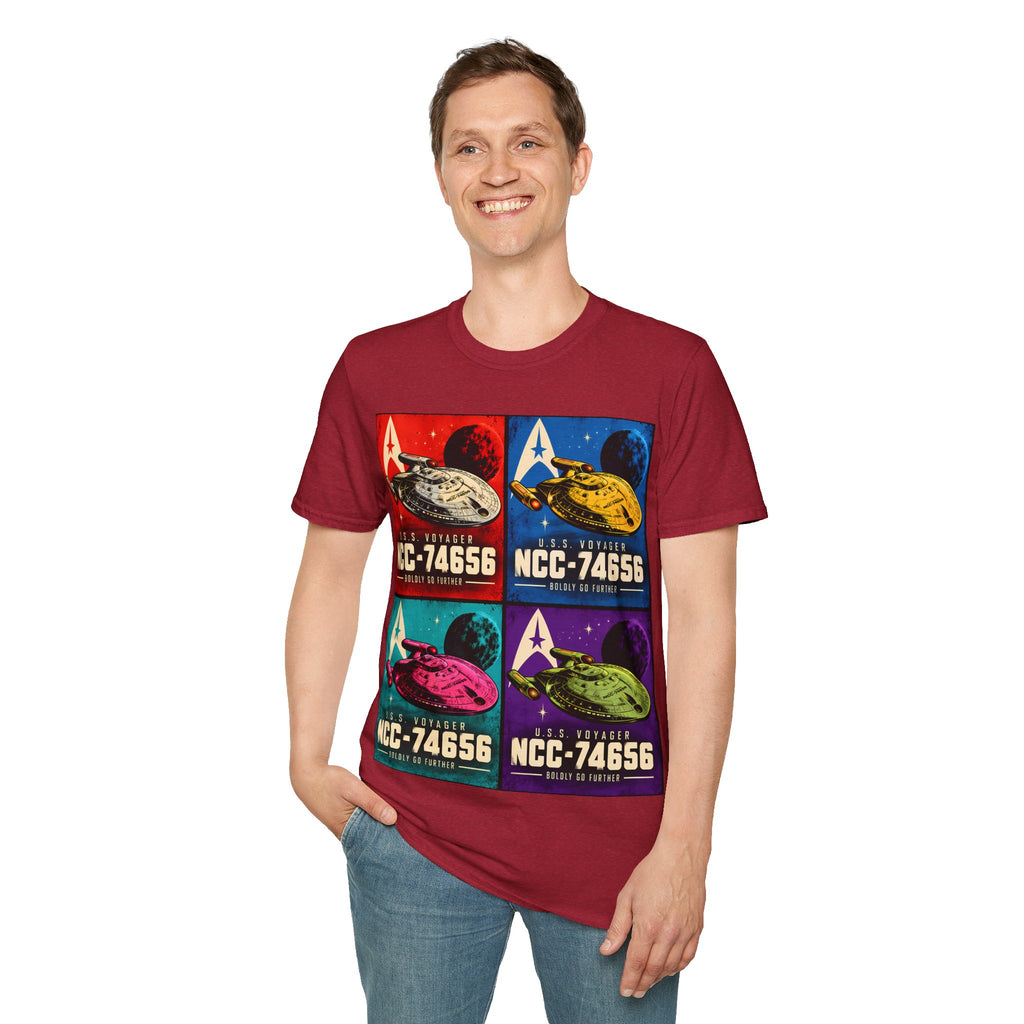 Starship Pop Art T-Shirt — U.S.S. Voyager NCC-74656 Retro Sci‑Fi Tee