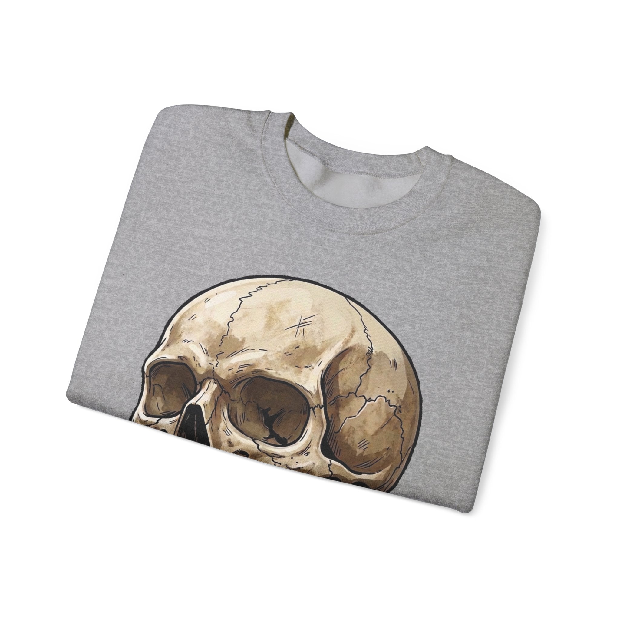 Skull Art Crewneck Sweatshirt — Vintage Anatomical Skull Graphic