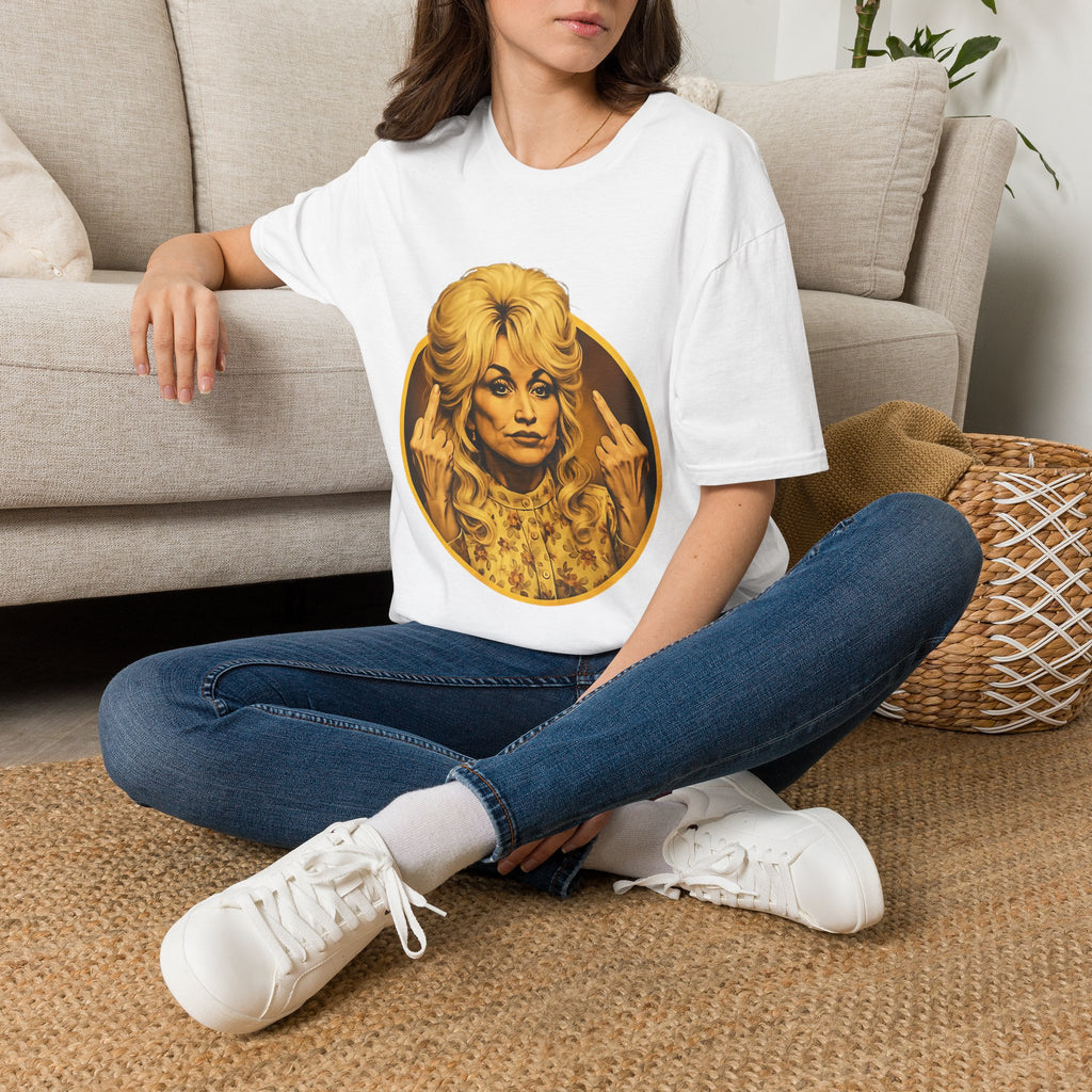 Dolly Middle Finger Portrait T-Shirt — Retro Attitude Graphic Tee