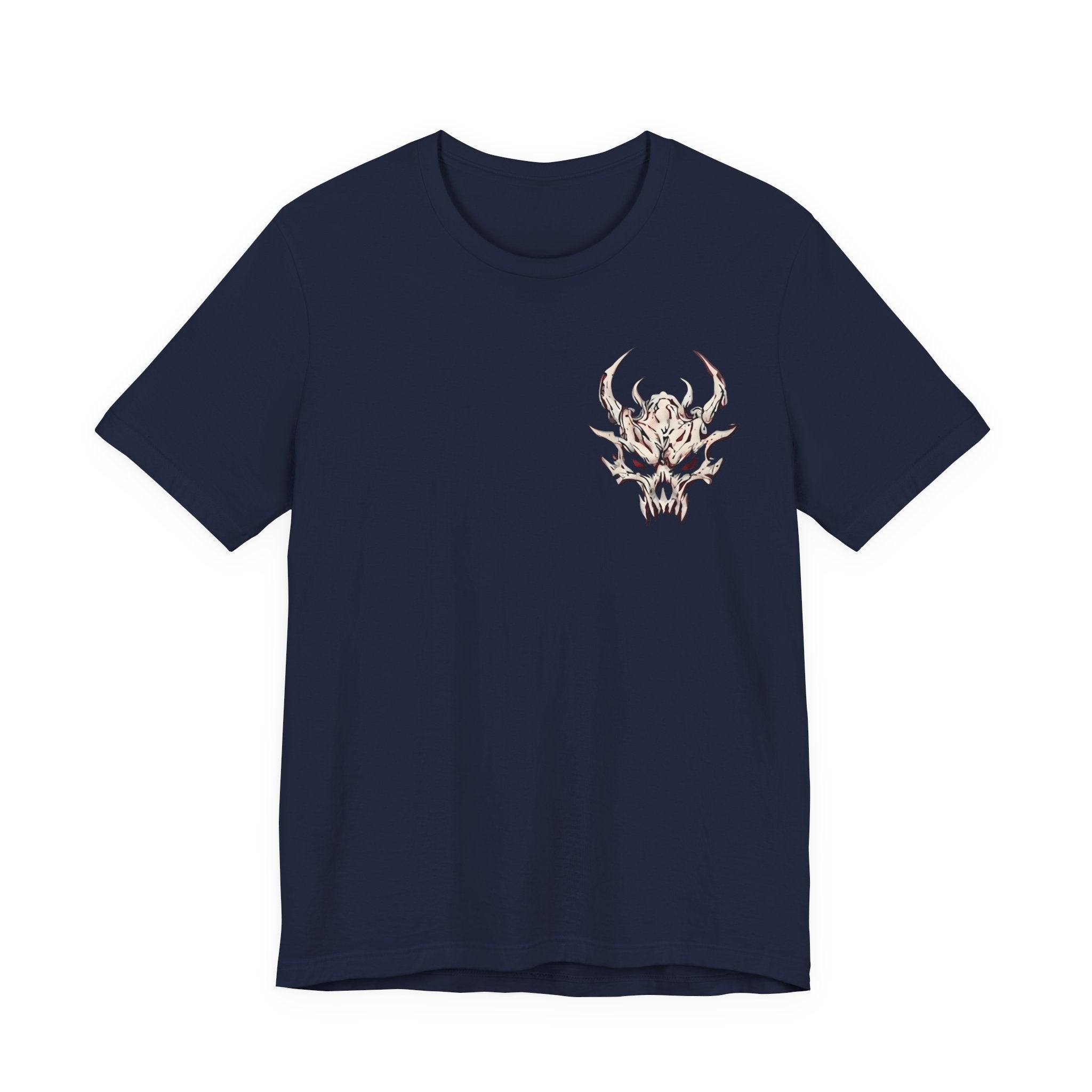 Demon Skull Chest Tee — Gothic Horned Skull T-Shirt