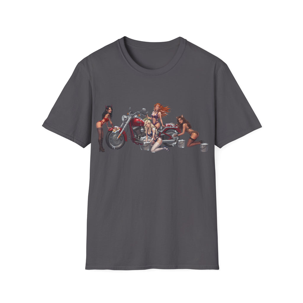 Biker Pinup T-Shirt — Vintage Motorcycle Pinup Girls Tee