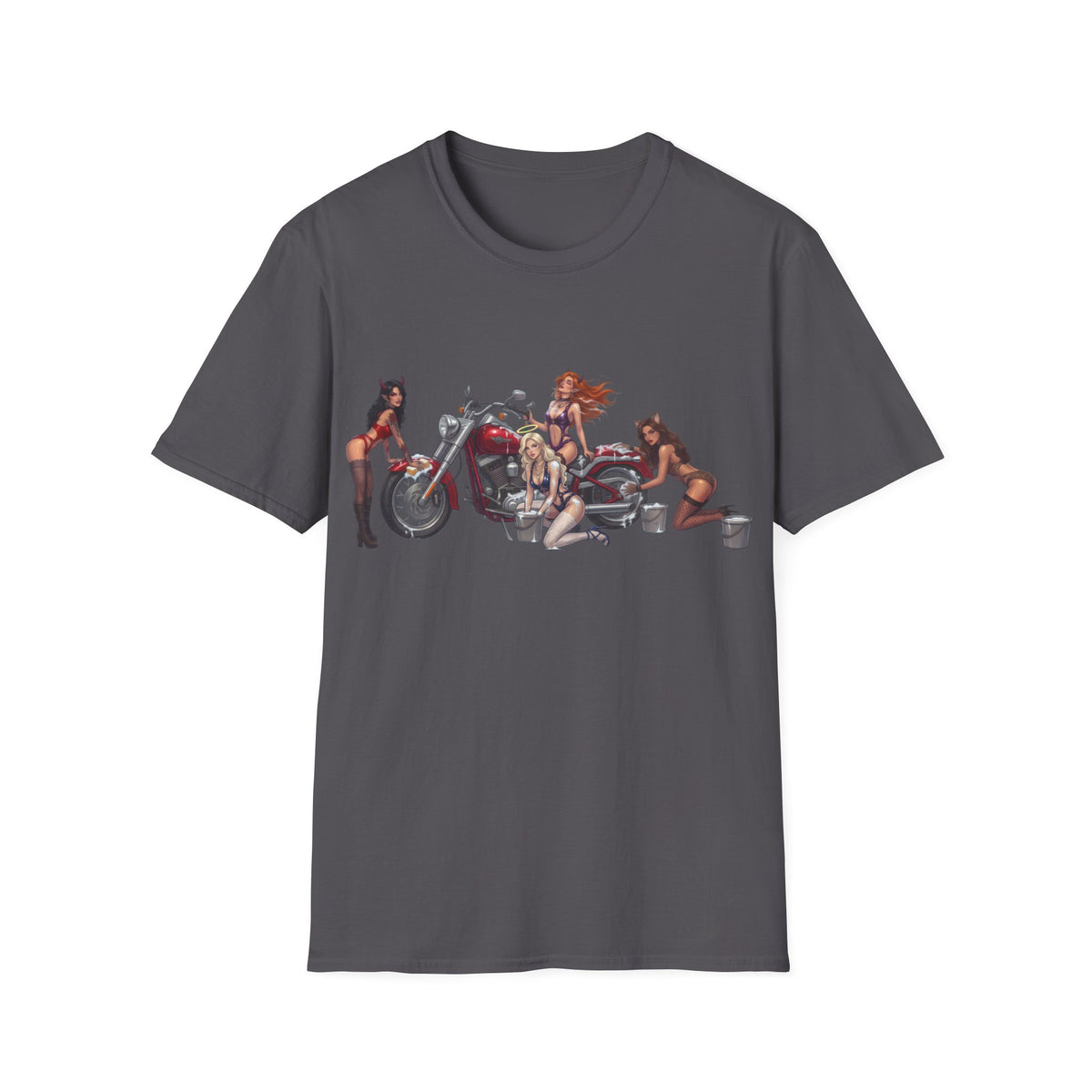 Biker Pinup T-Shirt — Vintage Motorcycle Pinup Girls Tee