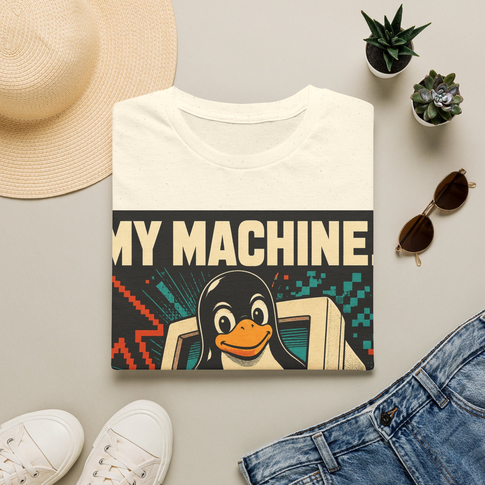 Retro Tux Penguin Tee — "My Machine, My Rules" Vintage Computer T-Shirt