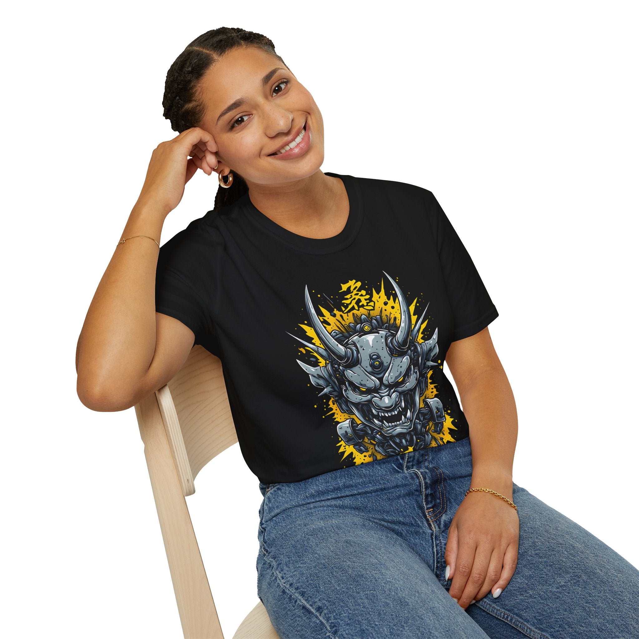 Demonic Oni Helmet T‑Shirt — Japanese Samurai Mask Graphic Tee