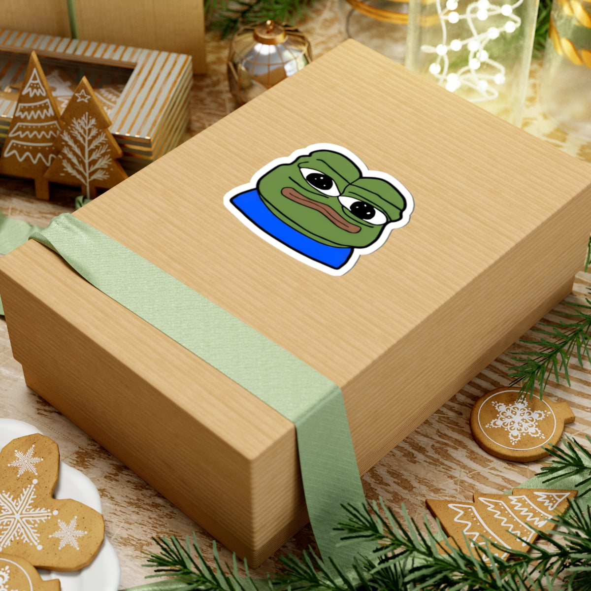 Sad Frog Pepe Sticker — Cute Meme Laptop Vinyl Kiss-Cut
