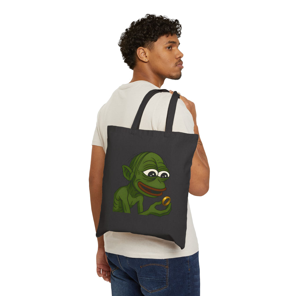 Canvas Tote Bag — Whimsical Frog Holding Ring Illustration