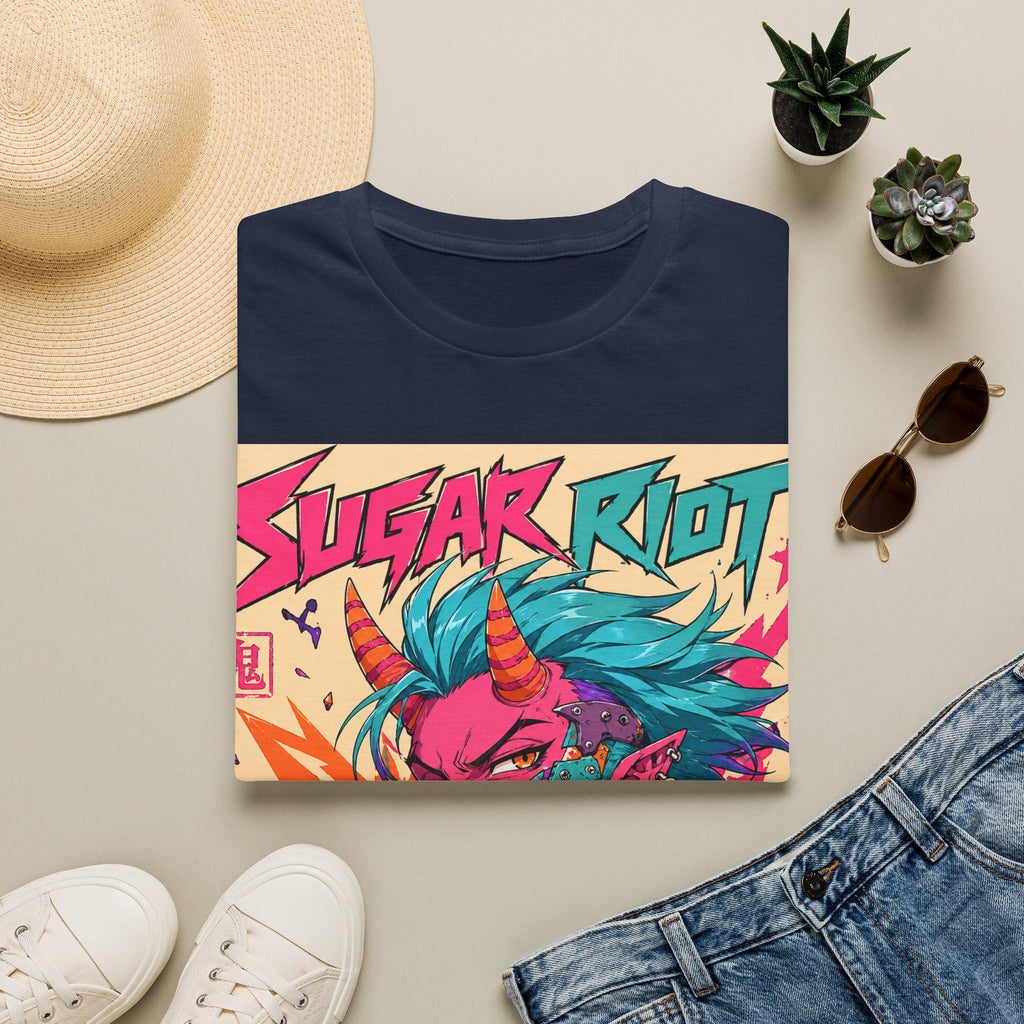 Sugar Riot T‑Shirt — Colorful Punk Unicorn Candy Skull Graphic Tee