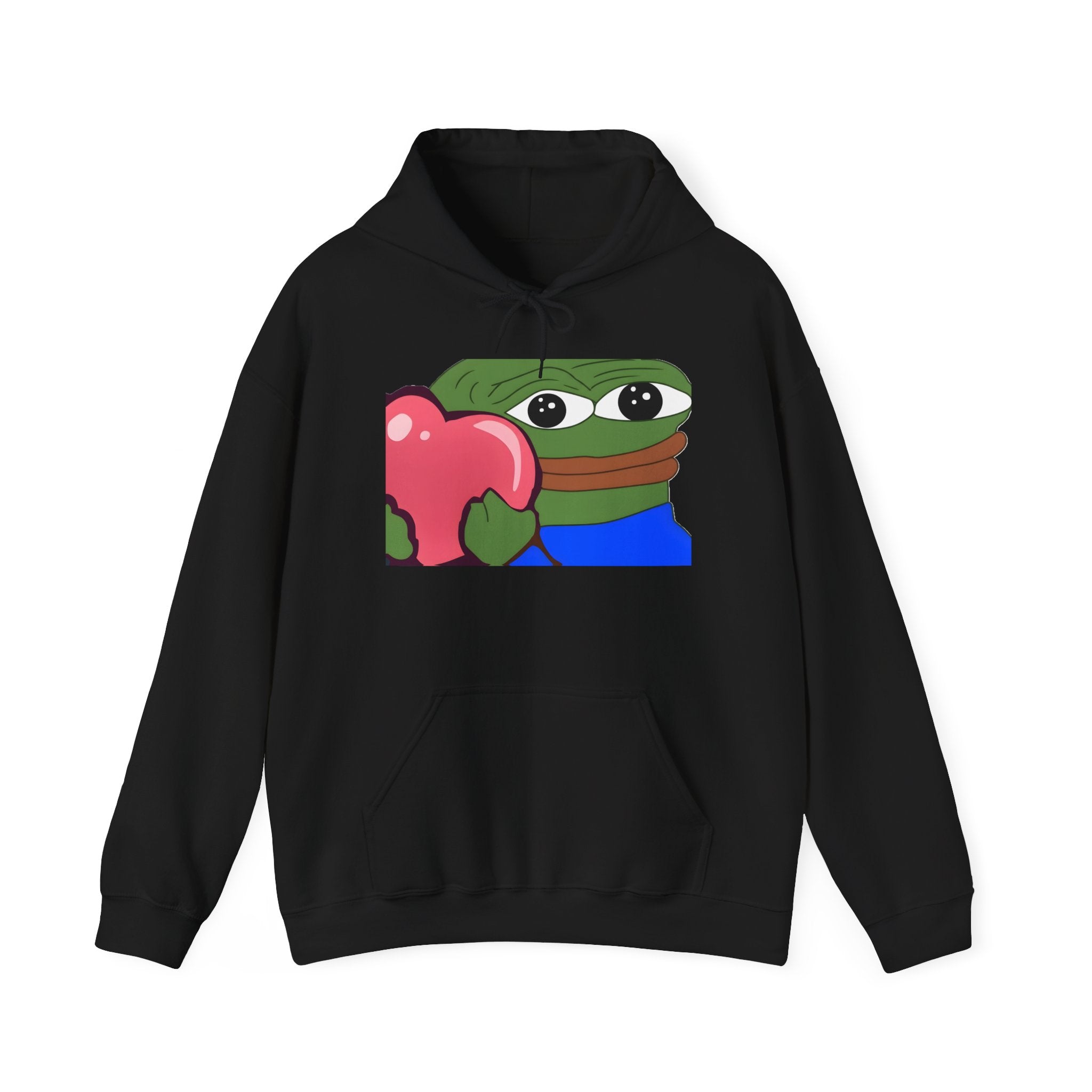 Pepe Heart Hoodie — Cute Pepe Holding Heart Graphic Pullover