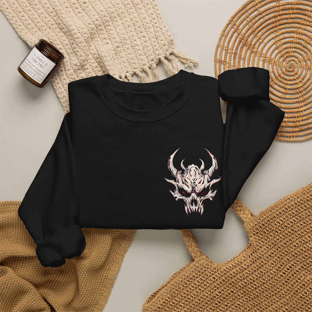 Dragon Skull Crewneck Sweatshirt — Gothic Eastern Dragon Chest Graphic