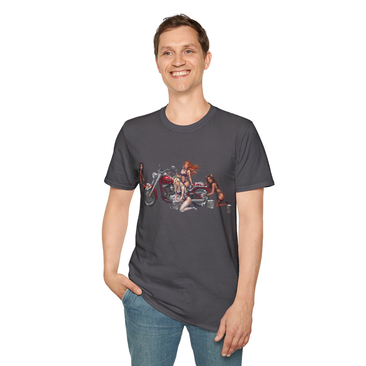 Biker Pinup T-Shirt — Vintage Motorcycle Pinup Girls Tee