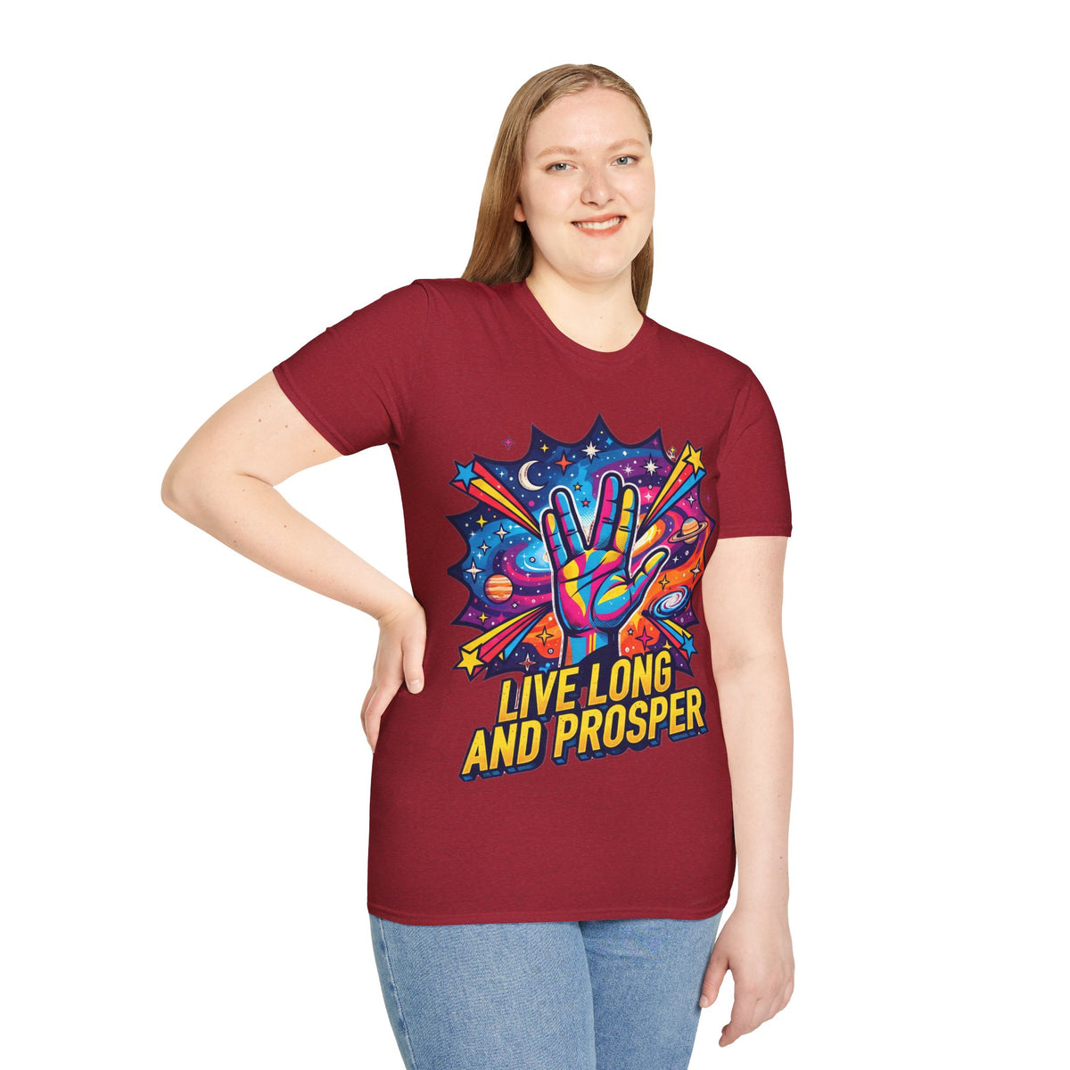 Live Long and Prosper T-Shirt — Colorful Space Vulcan Salute Tee