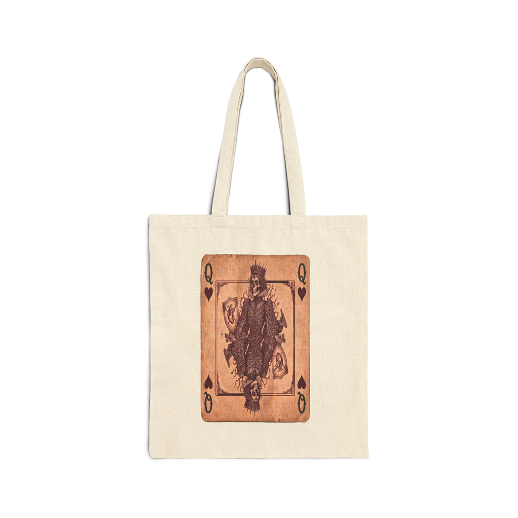Vintage Playing Card Tote Bag — Queen of Hearts Canvas Tote