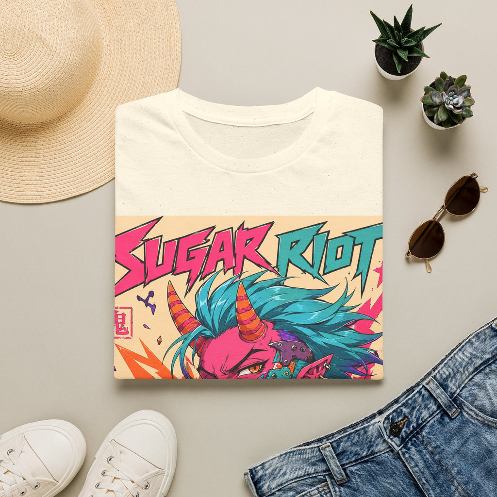 Sugar Riot T‑Shirt — Colorful Punk Unicorn Candy Skull Graphic Tee