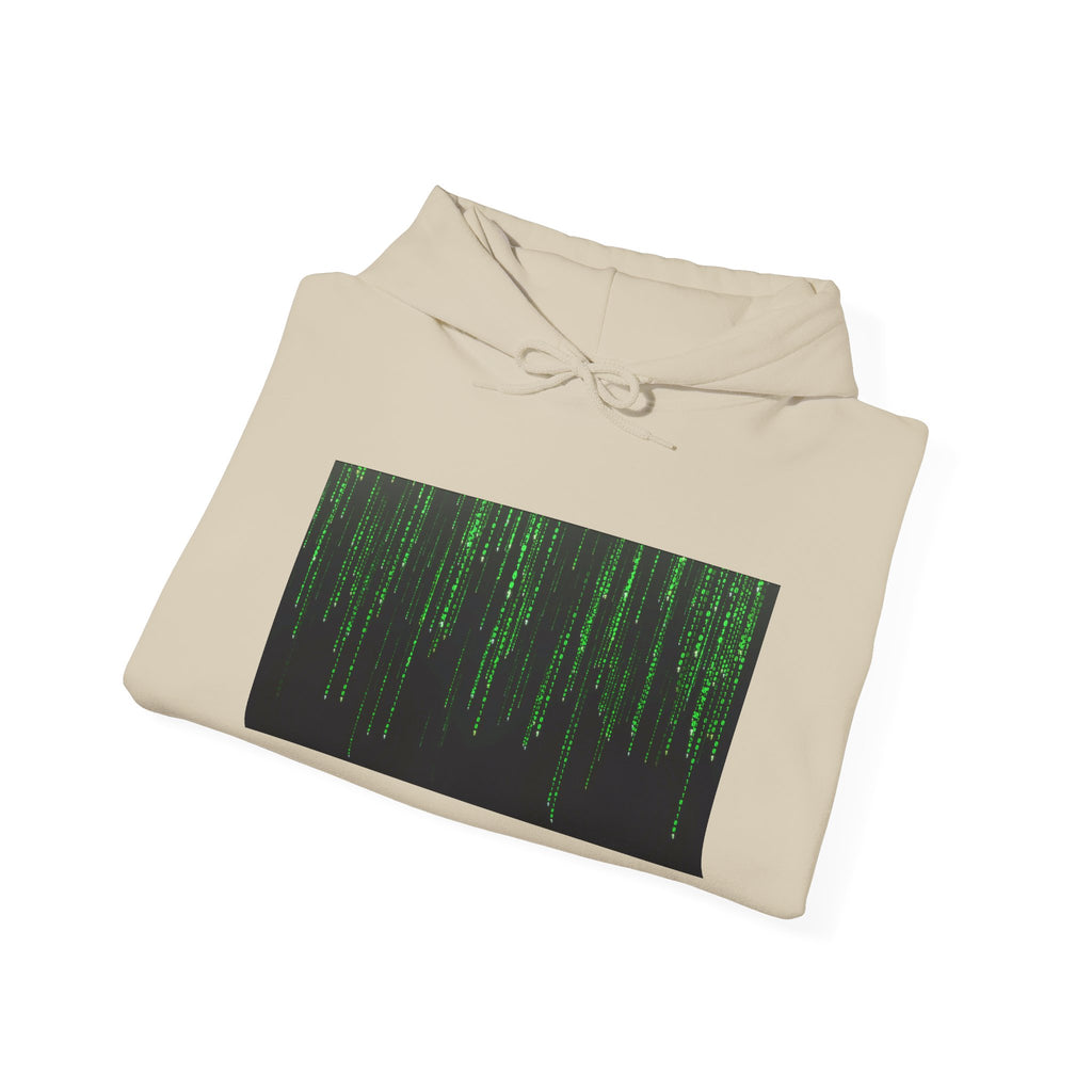 Matrix Code Hoodie — Green Digital Rain Graphic Sweatshirt