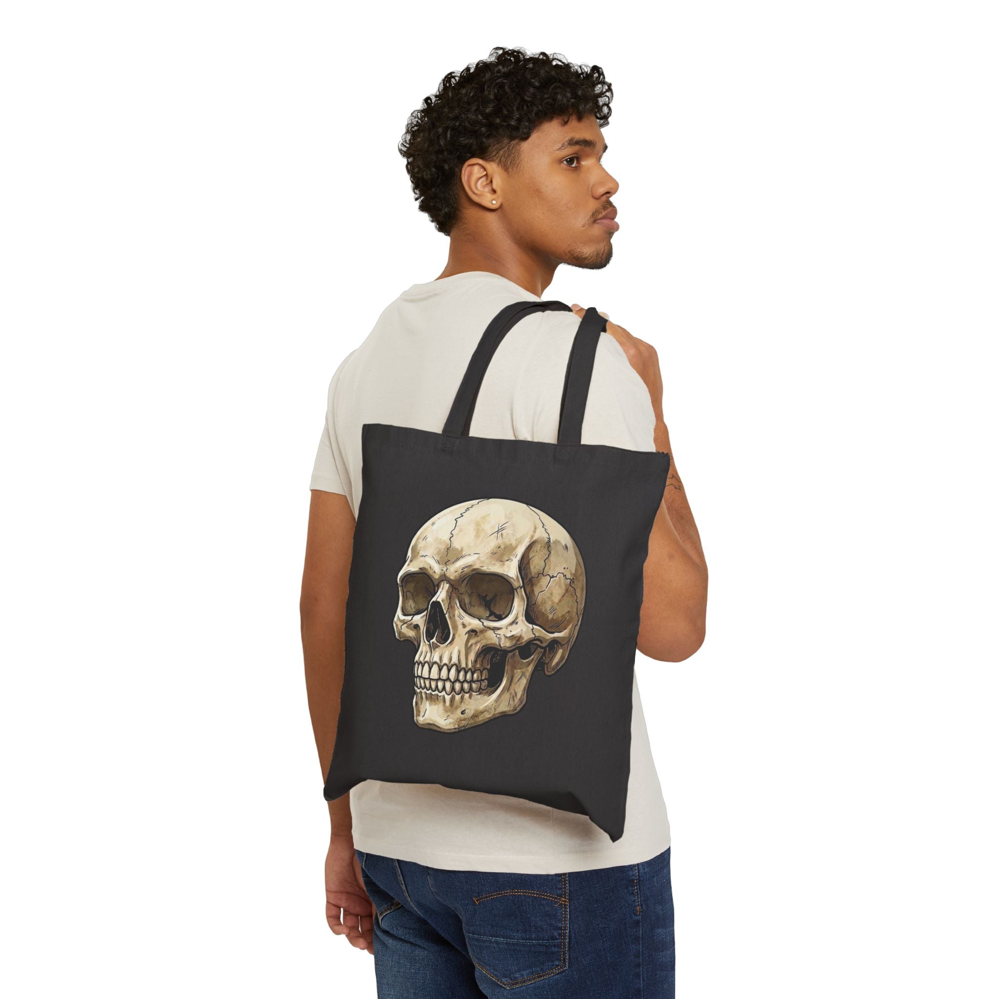 Skull Illustration Tote Bag – Vintage Anatomical Canvas Tote