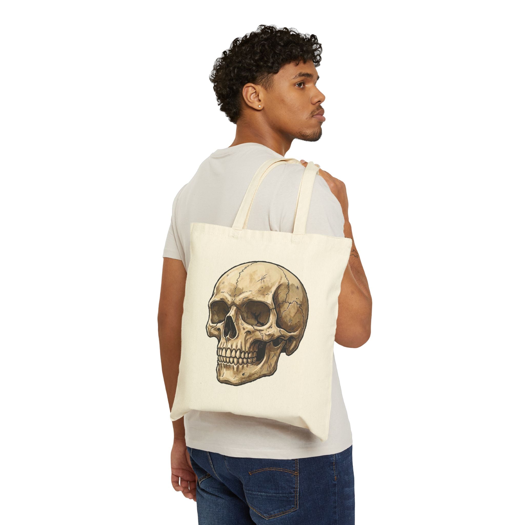 Skull Illustration Tote Bag – Vintage Anatomical Canvas Tote