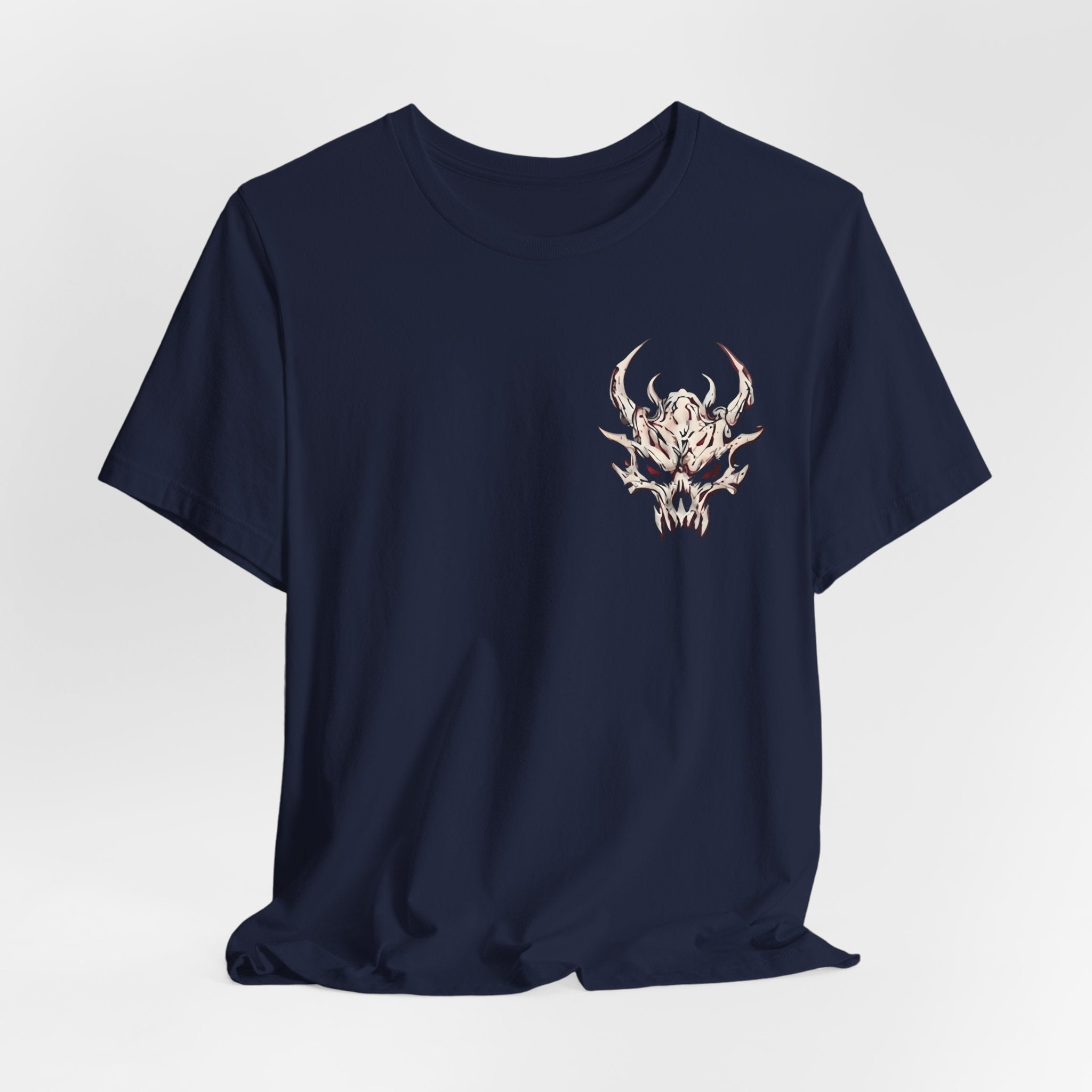 Demon Skull Chest Tee — Gothic Horned Skull T-Shirt