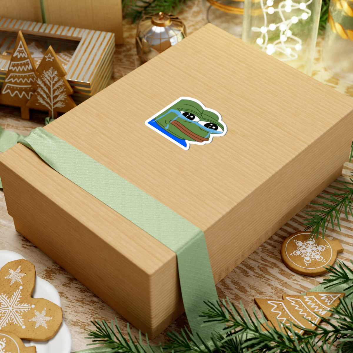 Crying Pepe Kiss-Cut Sticker — Sad Frog Meme Decal for Laptops & Water Bottles