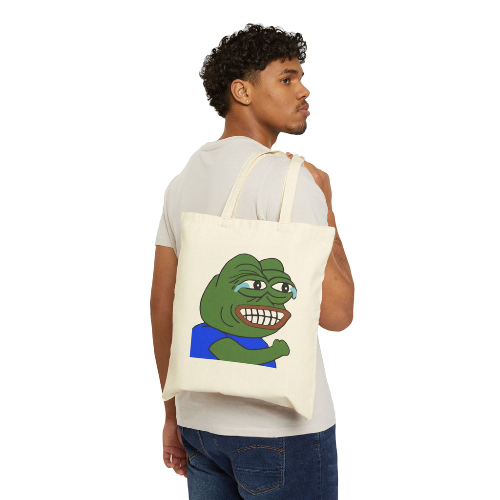Canvas Tote Bag — Smirking Cartoon Frog Graphic