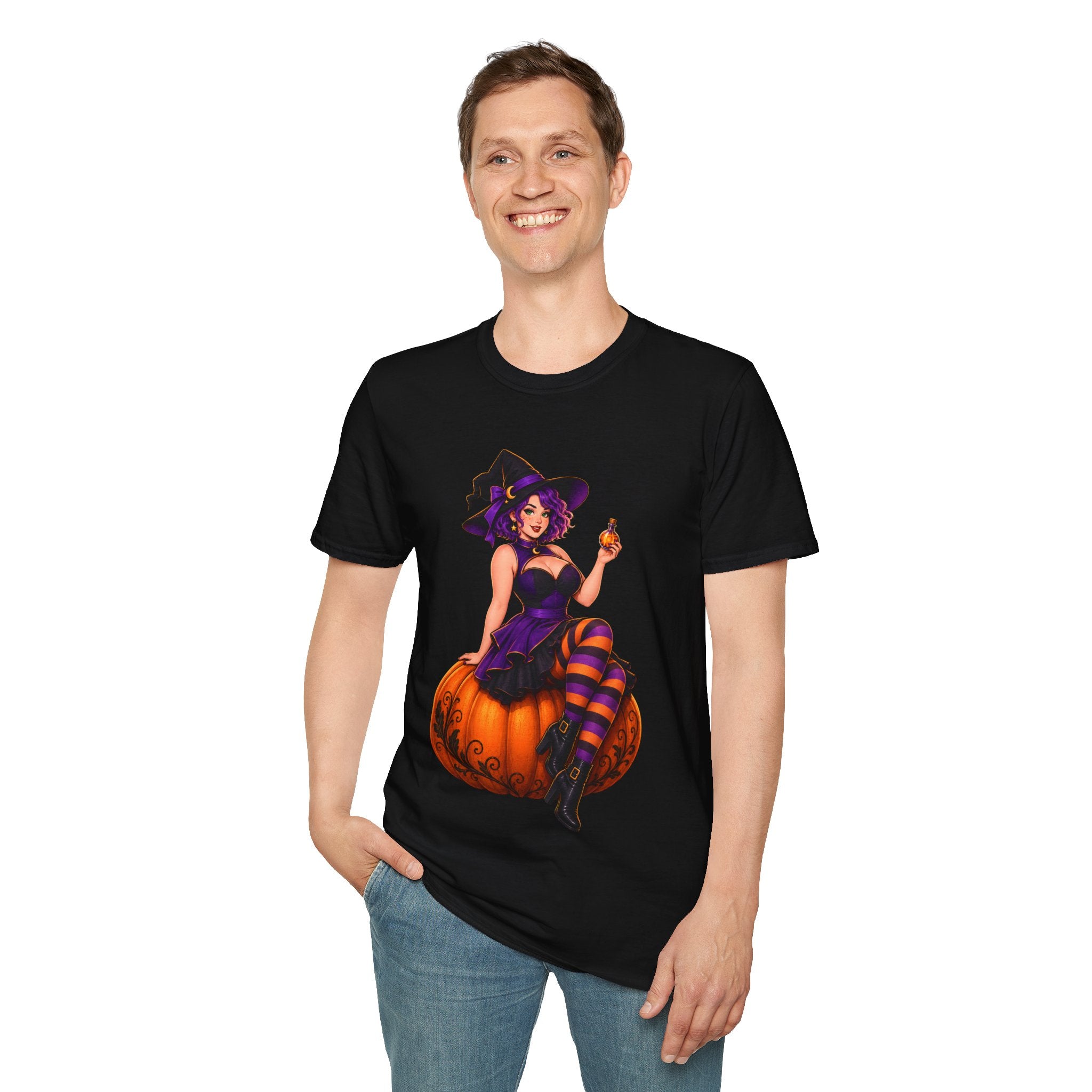 Witchy Halloween Pumpkin Witch T‑Shirt