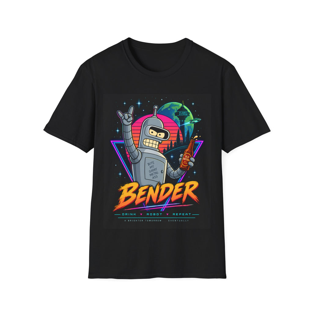 Bender Robot T-Shirt — Retro Neon Sci‑Fi Cartoon Tee