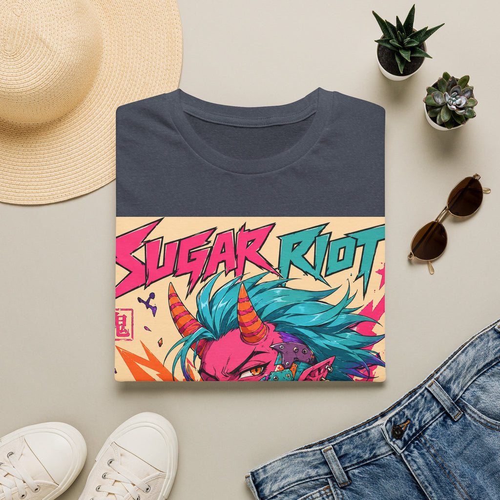 Sugar Riot T‑Shirt — Colorful Punk Unicorn Candy Skull Graphic Tee