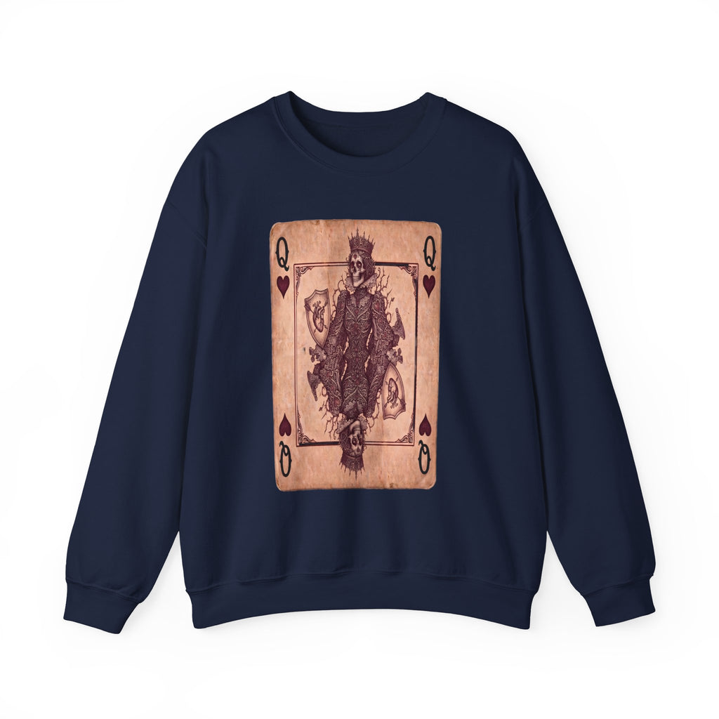 Queen of Hearts Playing Card Sweatshirt — Vintage Gothic Card Graphic