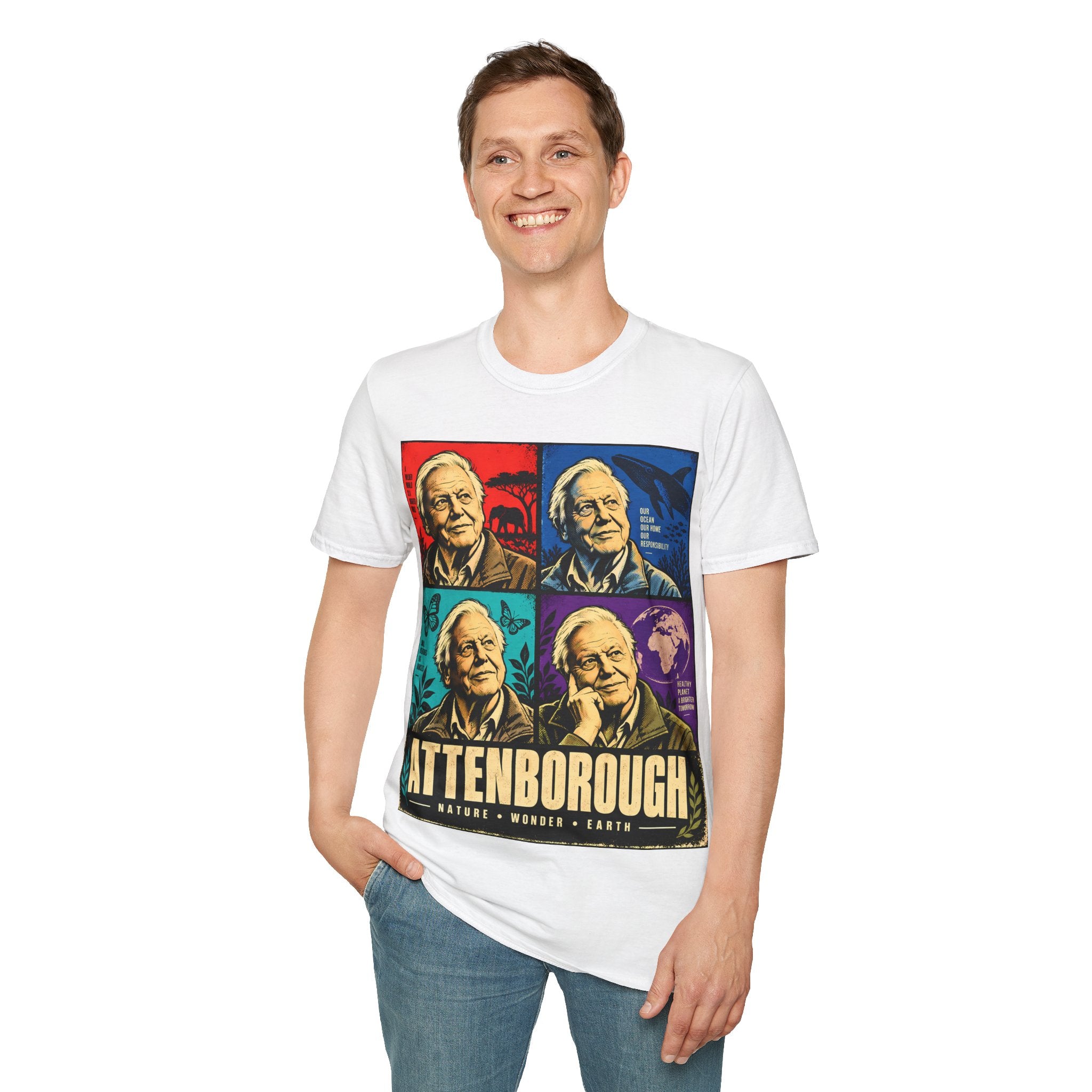 David Attenborough Pop Art T-Shirt — Vintage Wildlife Conservation Tee