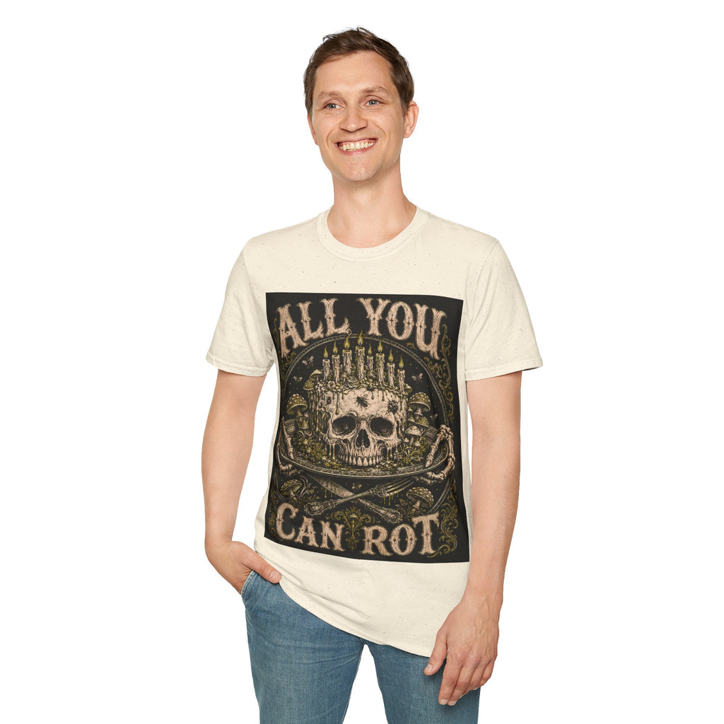 Skull Candle Crown T‑Shirt — "All You Can Rot" Vintage Gothic Tee