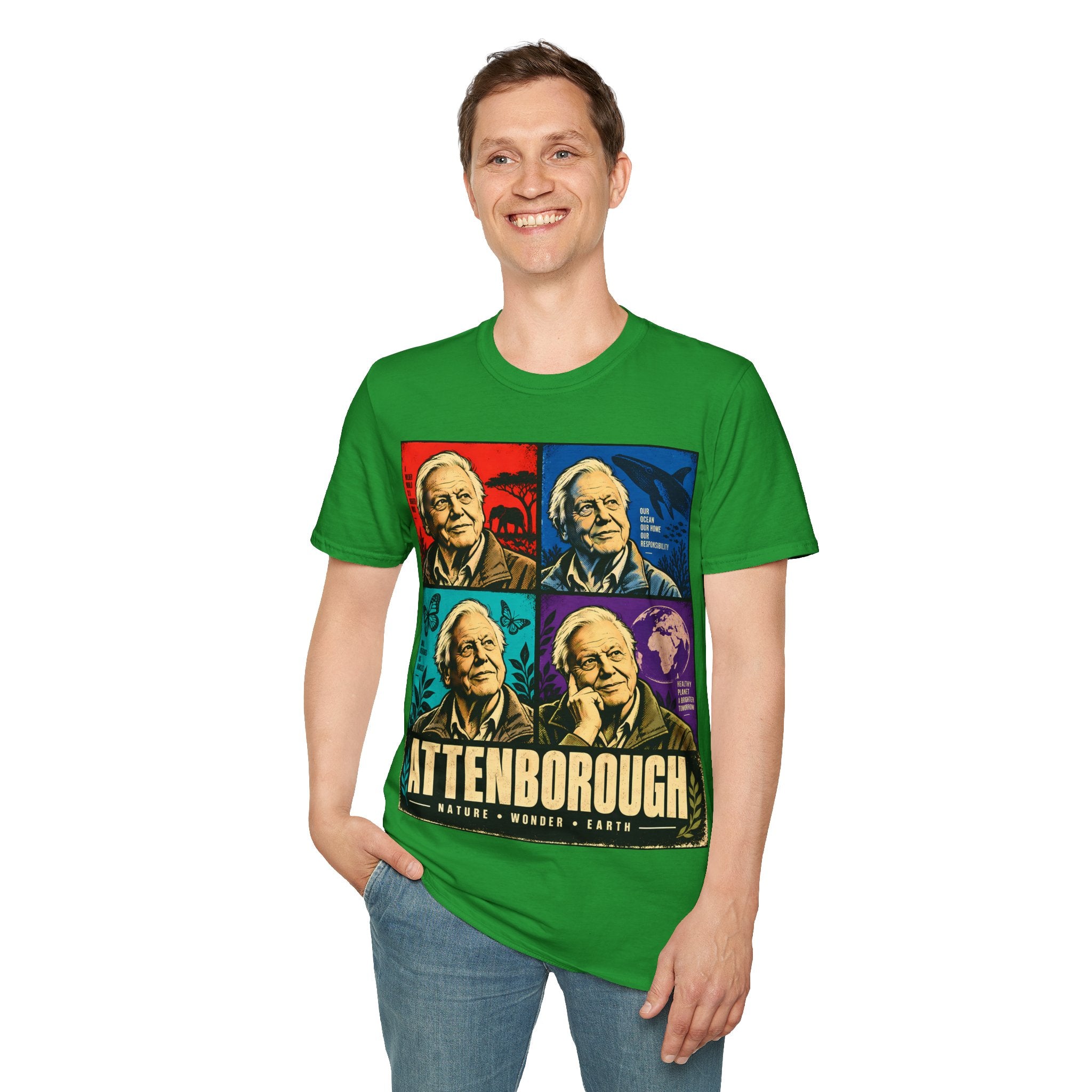 David Attenborough Pop Art T-Shirt — Vintage Wildlife Conservation Tee