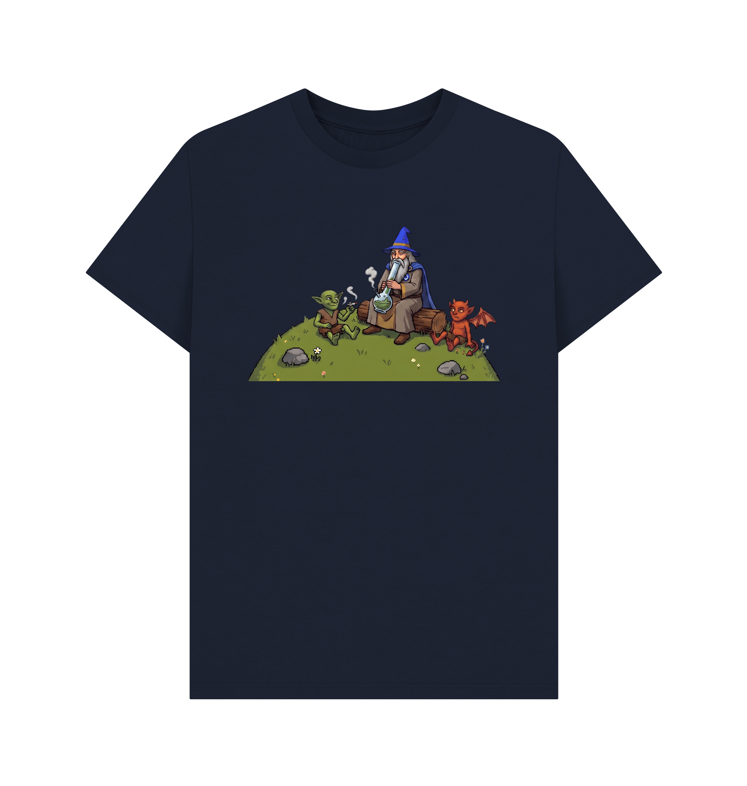 Navy Blue Printed T-shirt Front